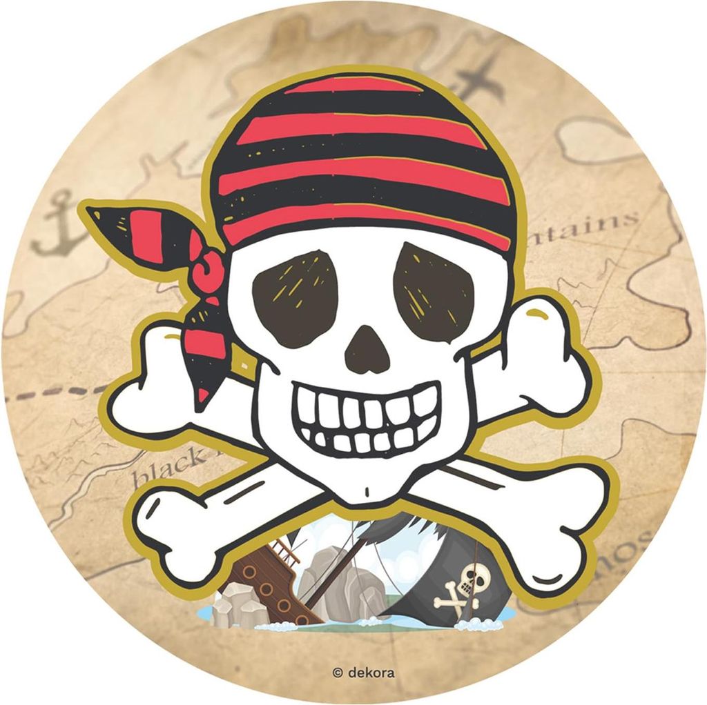 dekora - Piraten Totenkopf Oblate - Kinderkuchendekoration Produktbild 