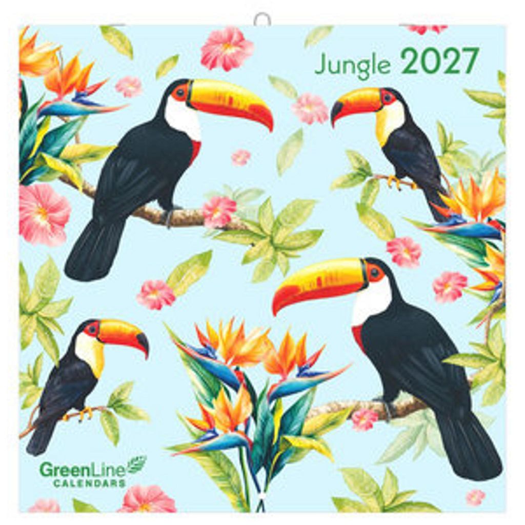 Neumann Wandkalender 2027 Jungle 30x30 cm 6-sprachiges Kalendarium mit viel Platz für Notizen