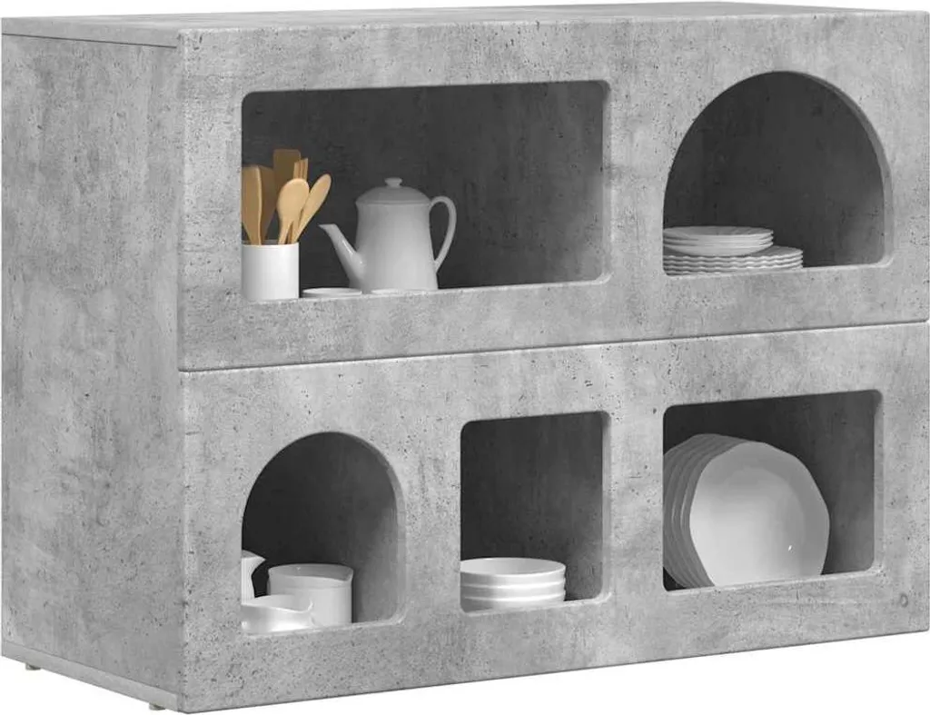 SYFAX Credenza Grigio Cemento 80.5x35x59 cm | Madia Moderna Multistrato - 2