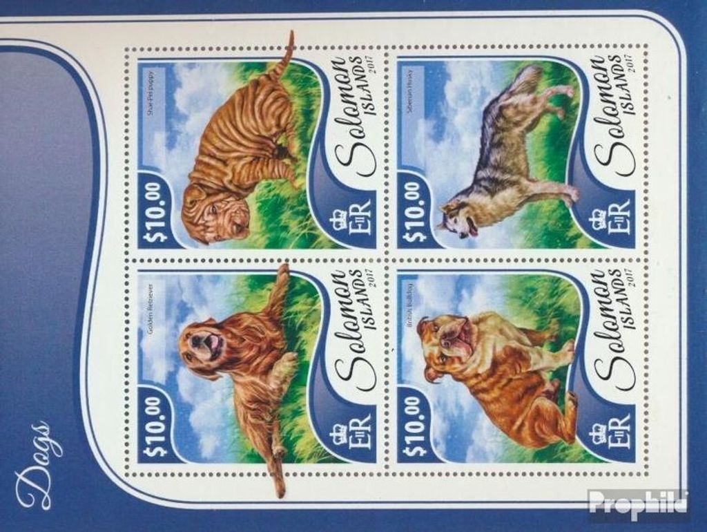 Briefmarken Salomoninseln 2017 Mi 4682-4685 Kleinbogen (kompl. Ausg.) postfrisch Hunde