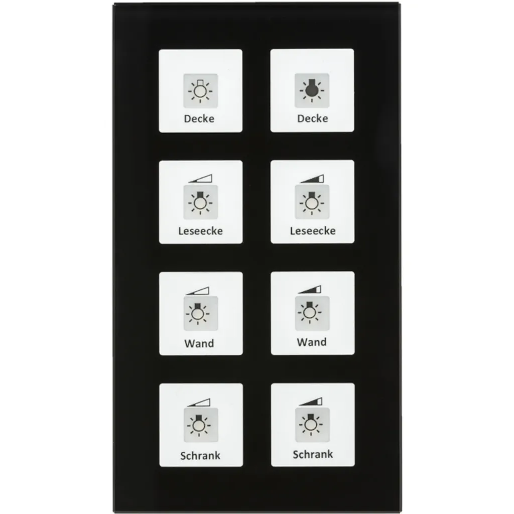 Interrupteur KNX tactile en verre 8 zones noir MDT avec sonde thermique
