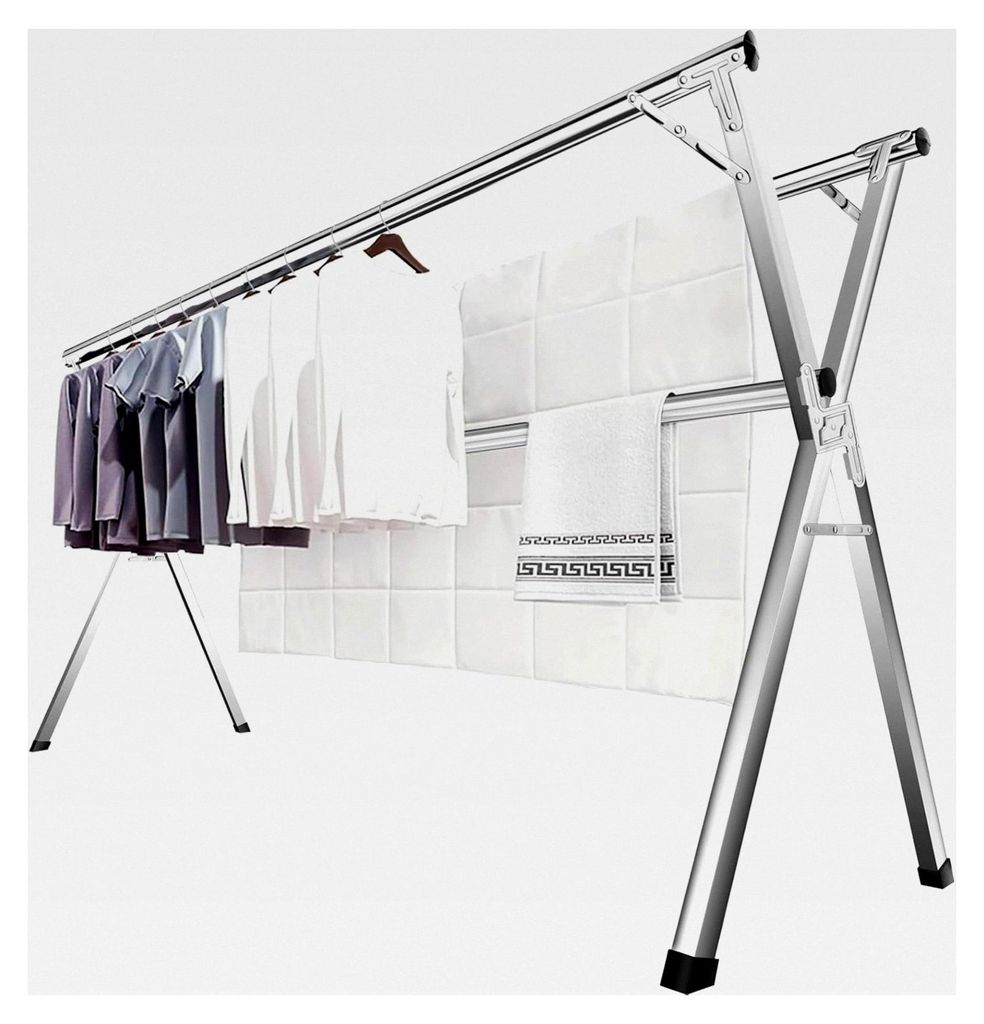 240 cm Wäscheständer, faltbarer Kleiderständer für Innen und Außen, robuster Edelstahl Wäscheständer, tragbarer, großer Kleiderständer sta...