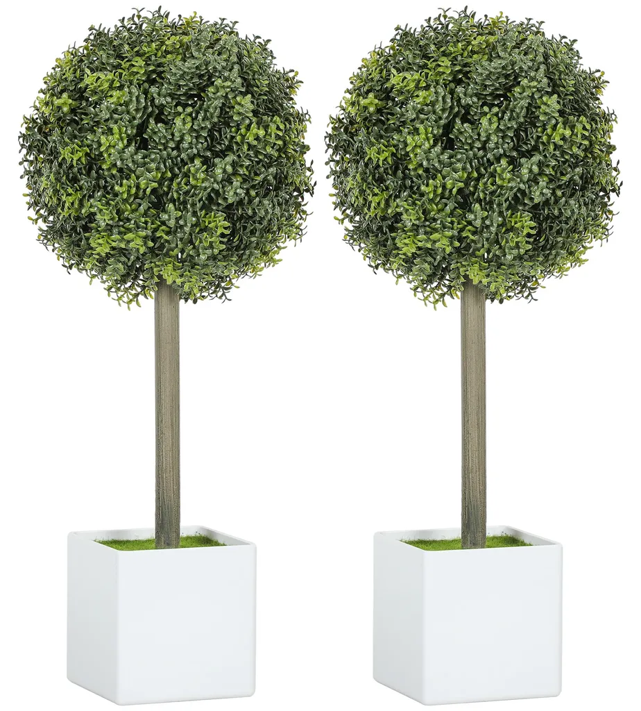 Déco entrée maison : Lot de 2 boules de buis artificielles de 45 cm
