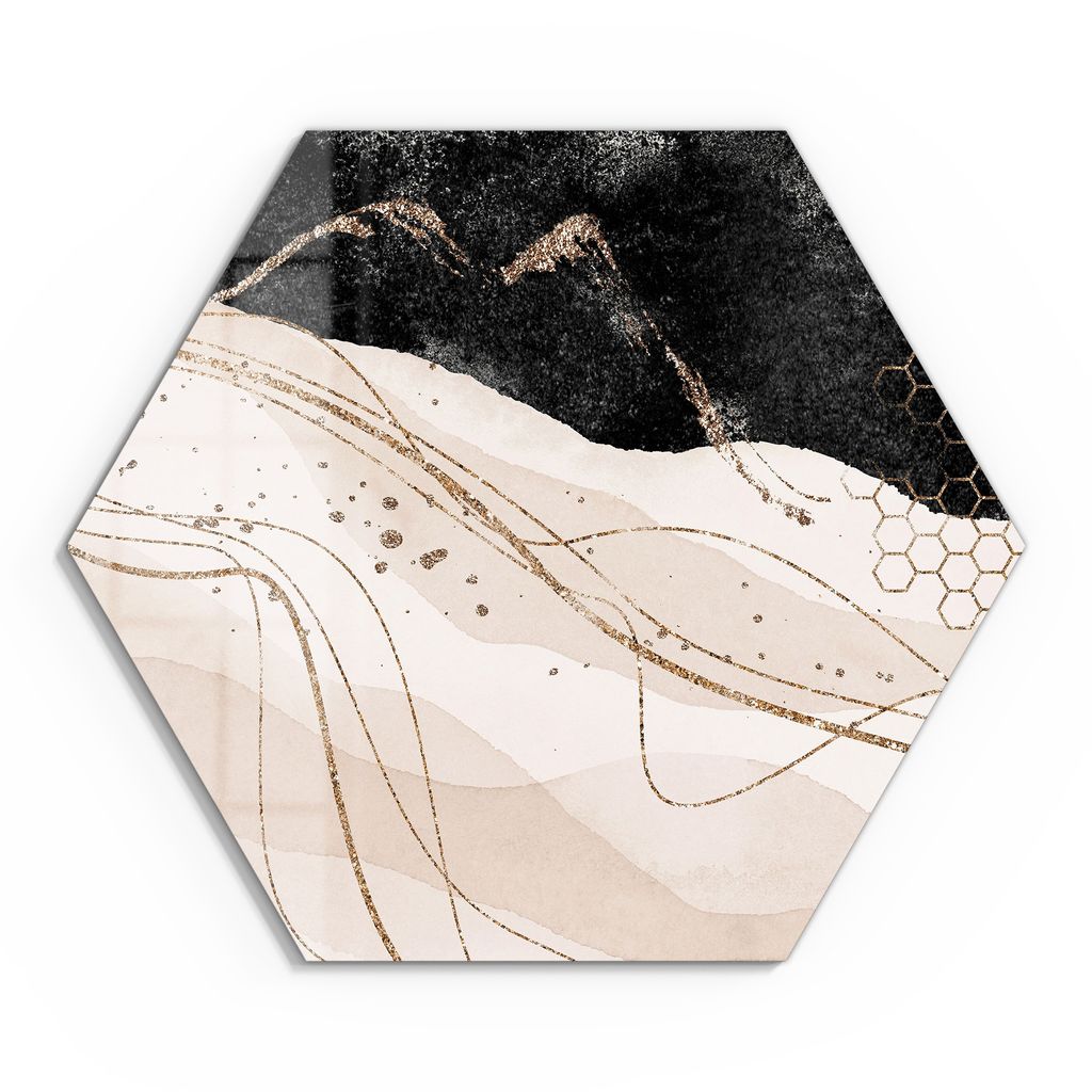 DEQORI Glasbild Echtglas 55x48 cm 'Glänzende Wüstennacht' Wandbild Bild modern Deko