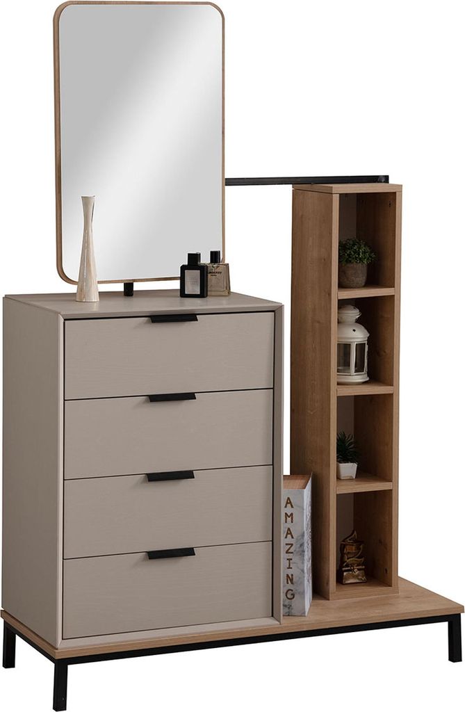 Beiger Schminktisch Holz Kosmetiktisch Designer Schlafzimmer Möbel
