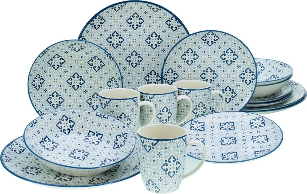 CreaTable, 17850, Yara Blau, Kombiservice 16-tlg, Steingut Produktbild 