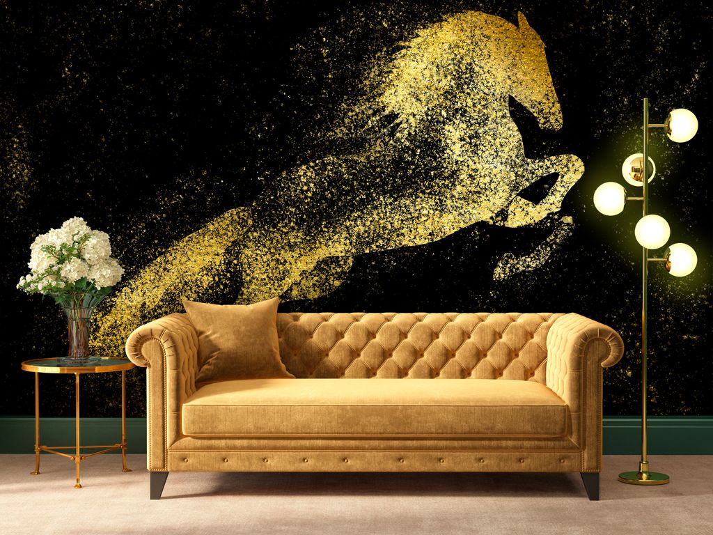 Vlies Fototapete Pferd 400x280 cm Tapeten Wandtapete XXL Abstract Tiere Punkte wie gemalt g-C-10111-a-b