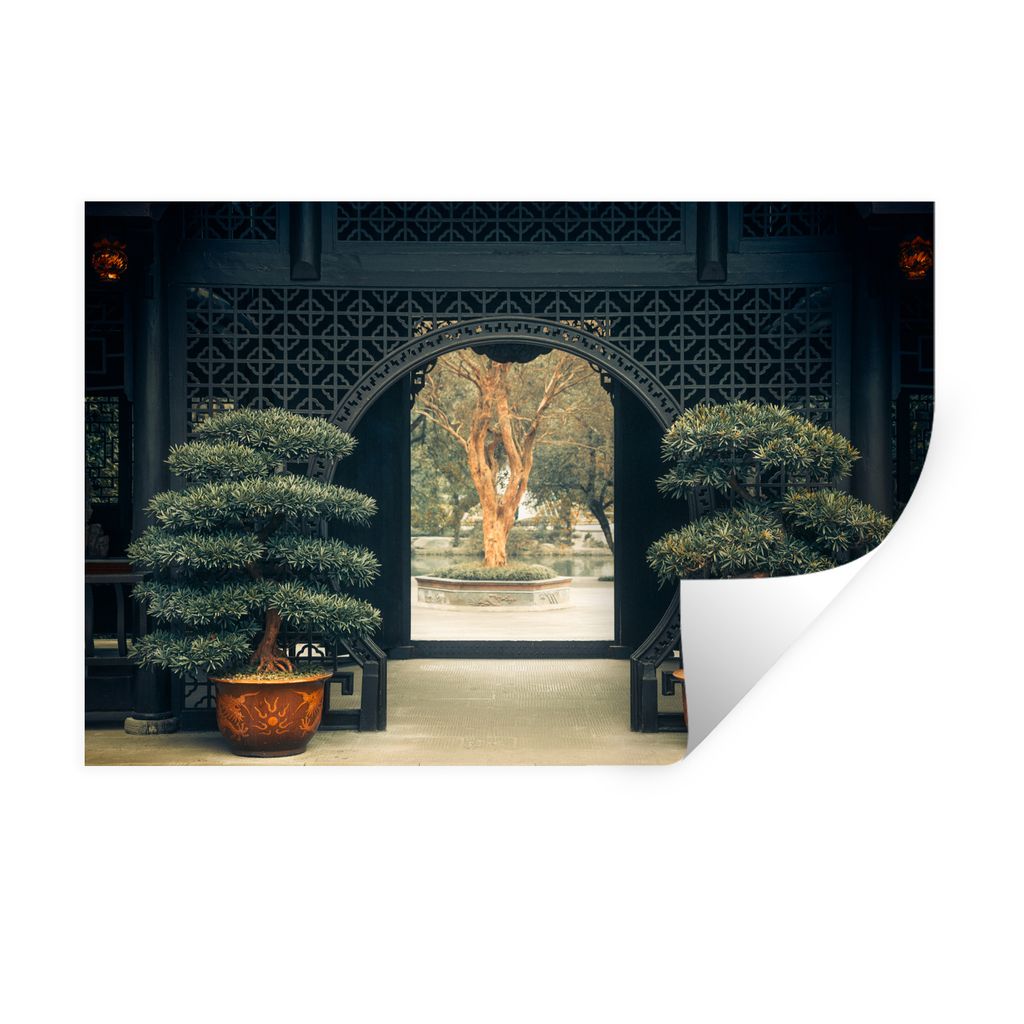 MuchoWow Wandtattoo Wandsticker Wandaufkleber Chinesischer Bonsaibaum 60x40 cm Selbstklebend und Repositionierbar - Wierderverwendbar - Selbstkle...