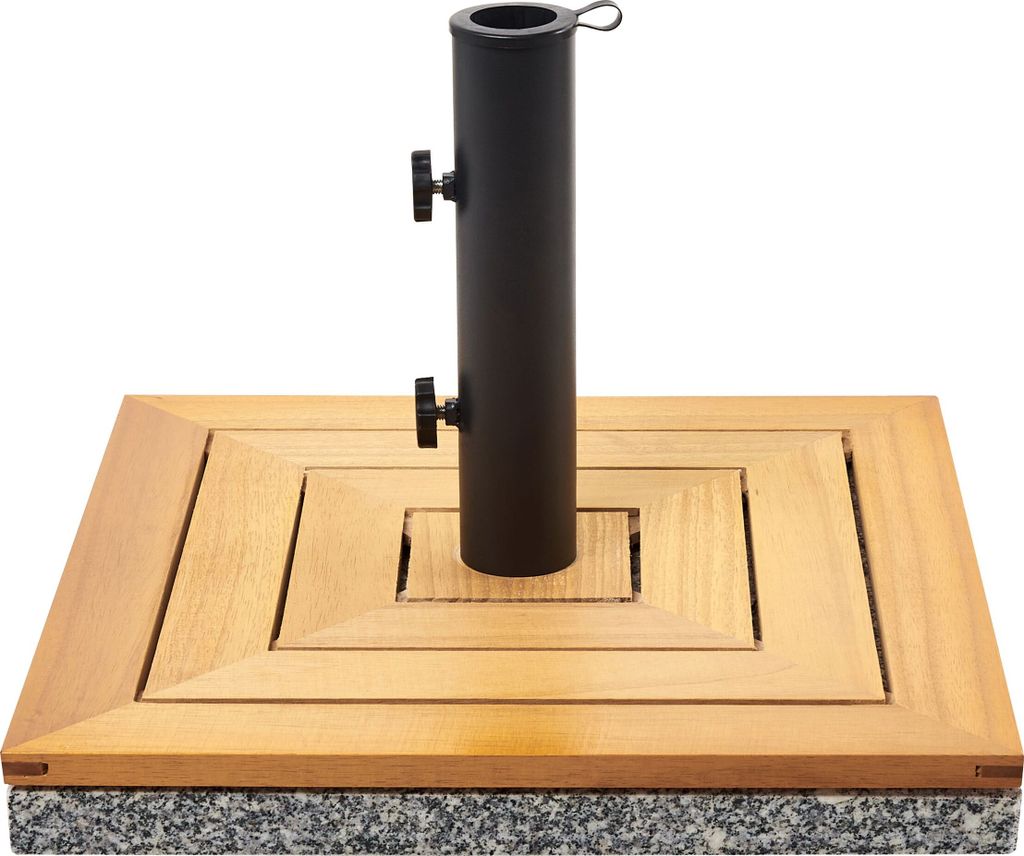BELIANI Sonnenschirmständer Braun Birkenholz u. Granit 45x45 cm Quadratisch mit Stahlrohr Modern Garten Terrasse Balkon Outdoor Außenbereich Zube...