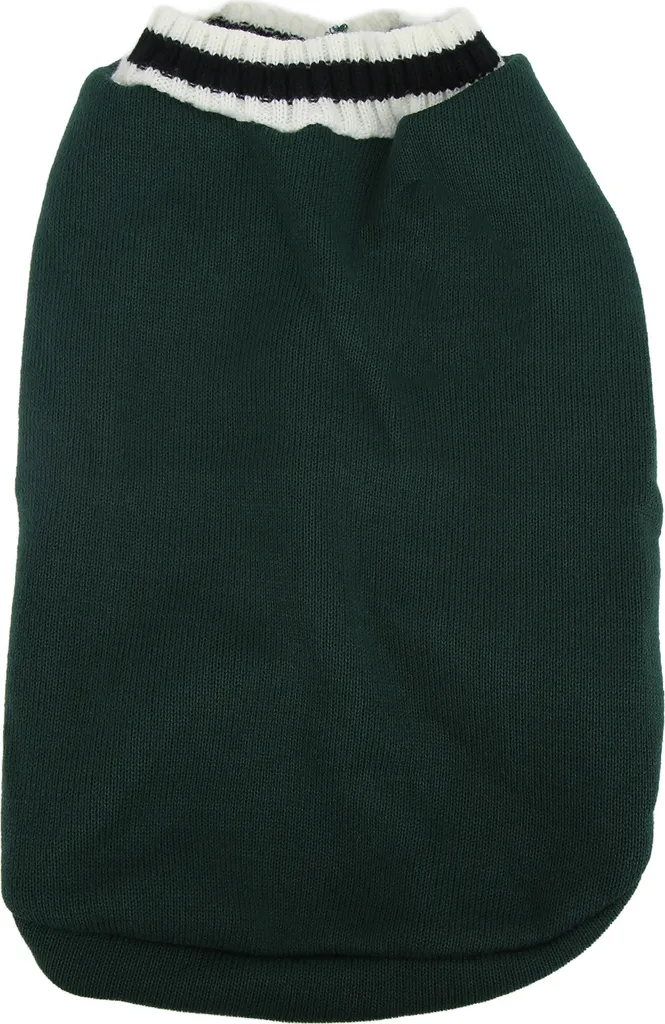 Cane maglione stile campus lavorato a maglia con collo a V gilet animale domestico per l'autunno e l'invernoverde M