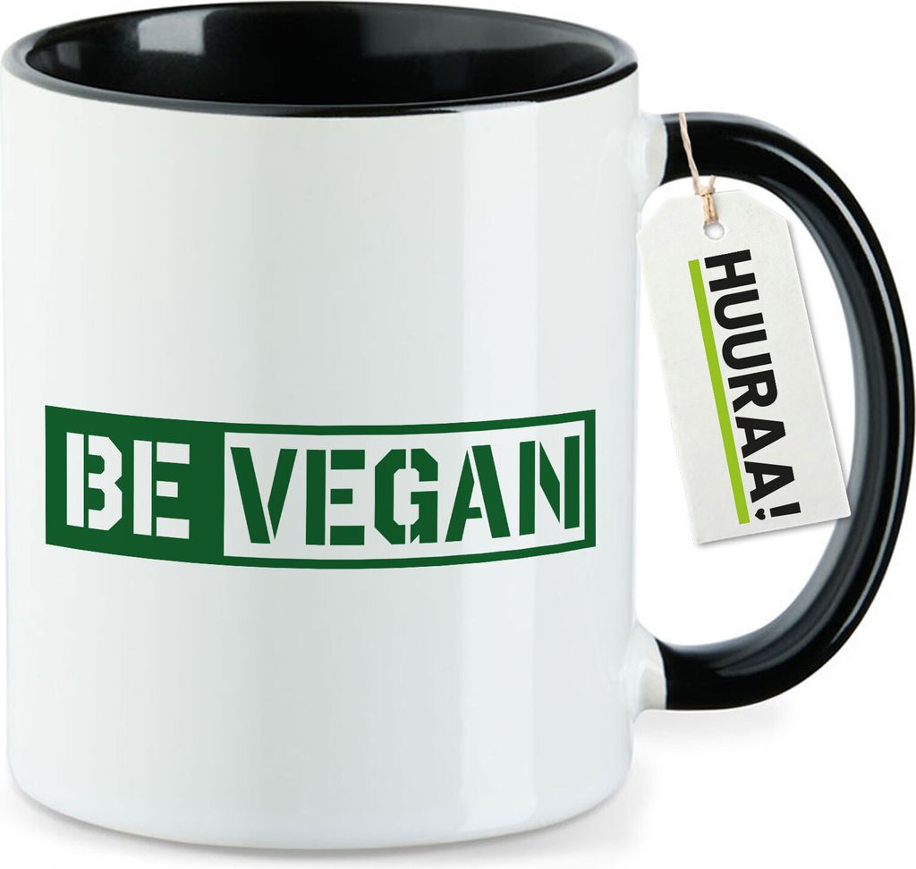 Huuraa Kaffeetasse Be Vegan Modern 330ml Schwarz Keramik Kaffeebecher Geschenkidee