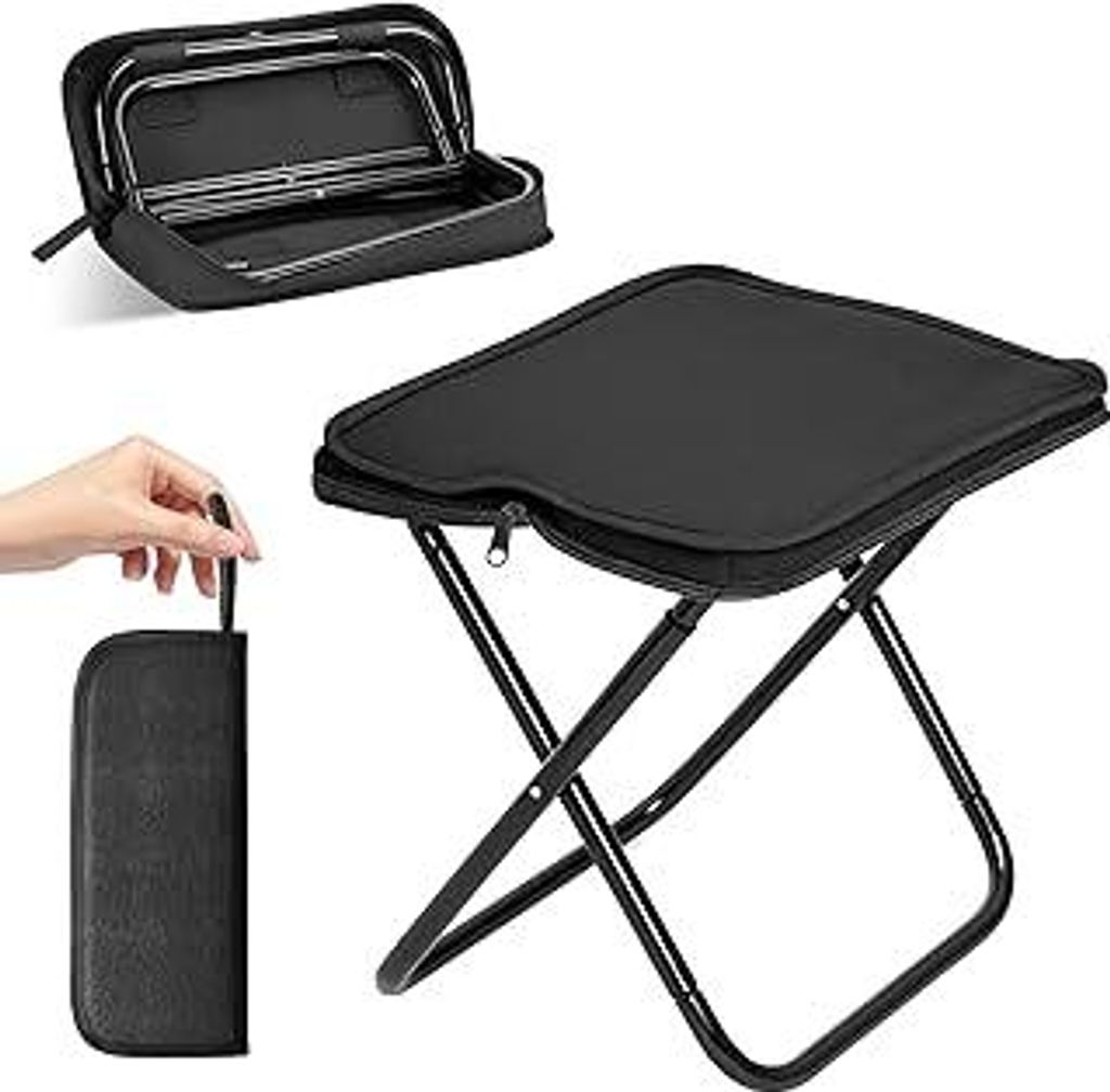 Fusshocker Klappbar Outdoor, Camping Hocker Faltbar, Mini Klapphocker Faltbar Hochwertiges Oxfordgewebe & Stahl, Tragfähigkeit 120 kg Tragbarer Ho...