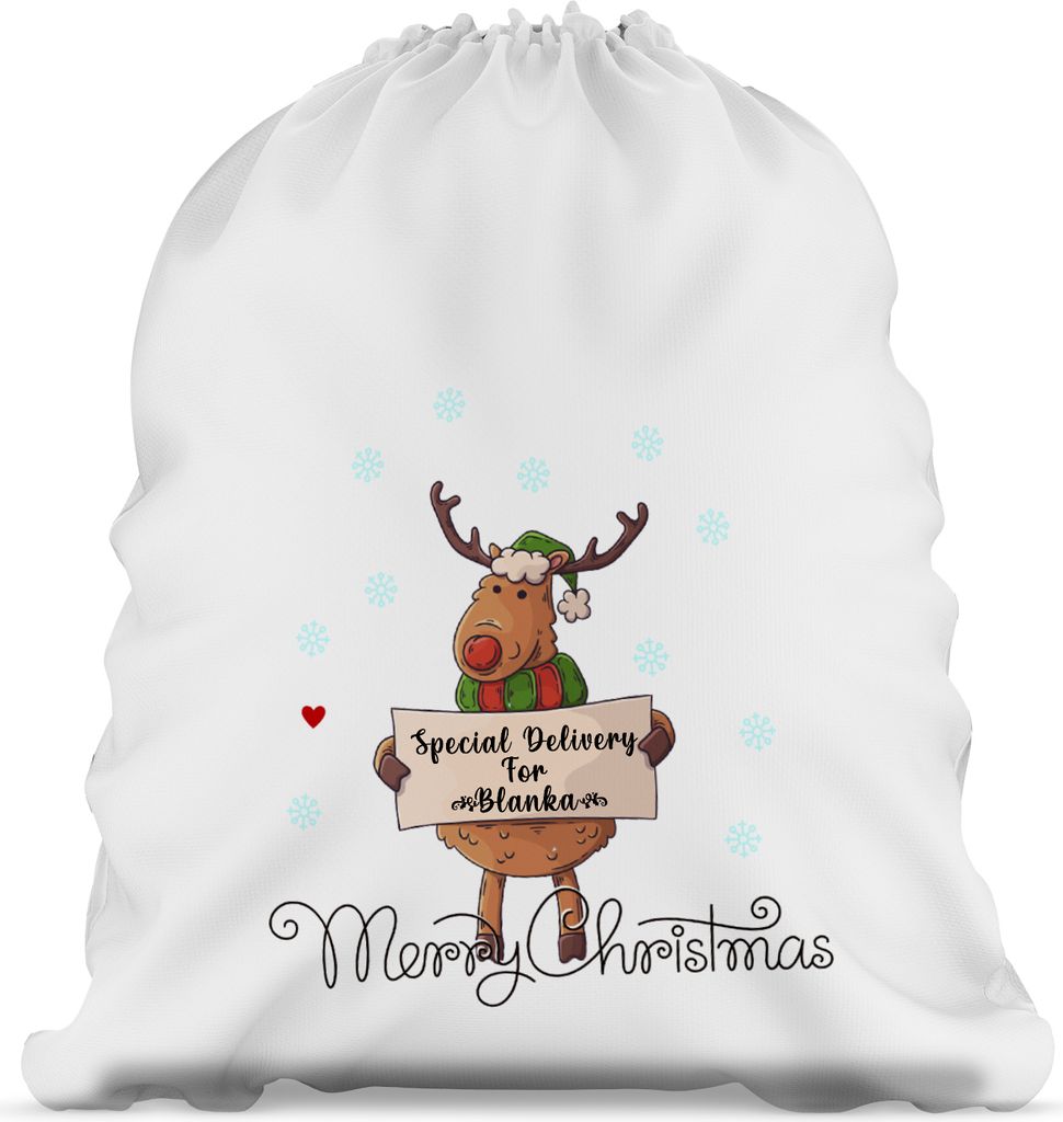 Weihnachten - Geschenk Sack vom Nikolaus mit Namen zu Verpackung von Spielzeug und Süßigkeiten viele Bunte Motive Größe 40x60 CM Motiv Rudolf m...