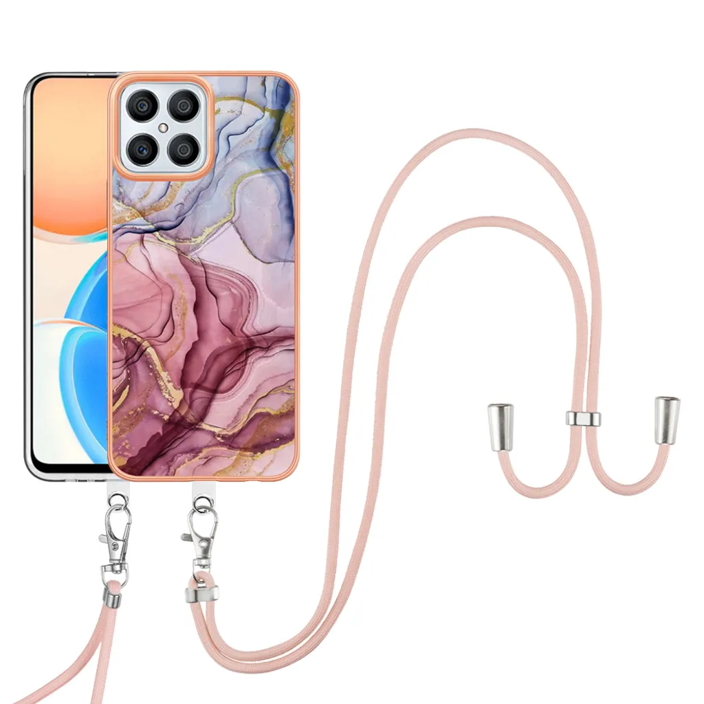 Custodia a Tracolla Honor X8 4G - Bumper TPU Oro Rosa Design - 1