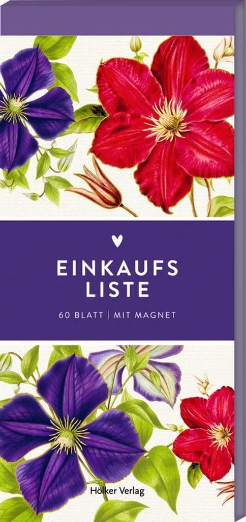 Einkaufsliste, Clematis Lila&Pink (Küchenpapeterie)
