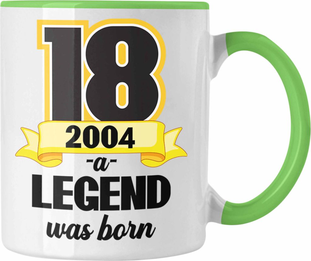 Trendation - 18. Geburtstag Tasse Geschenk Mädchen Jungen Geschenkidee Lustig Spruch 18 Geschenke Geschenkideen zum 18 Bday 18er (Grün)