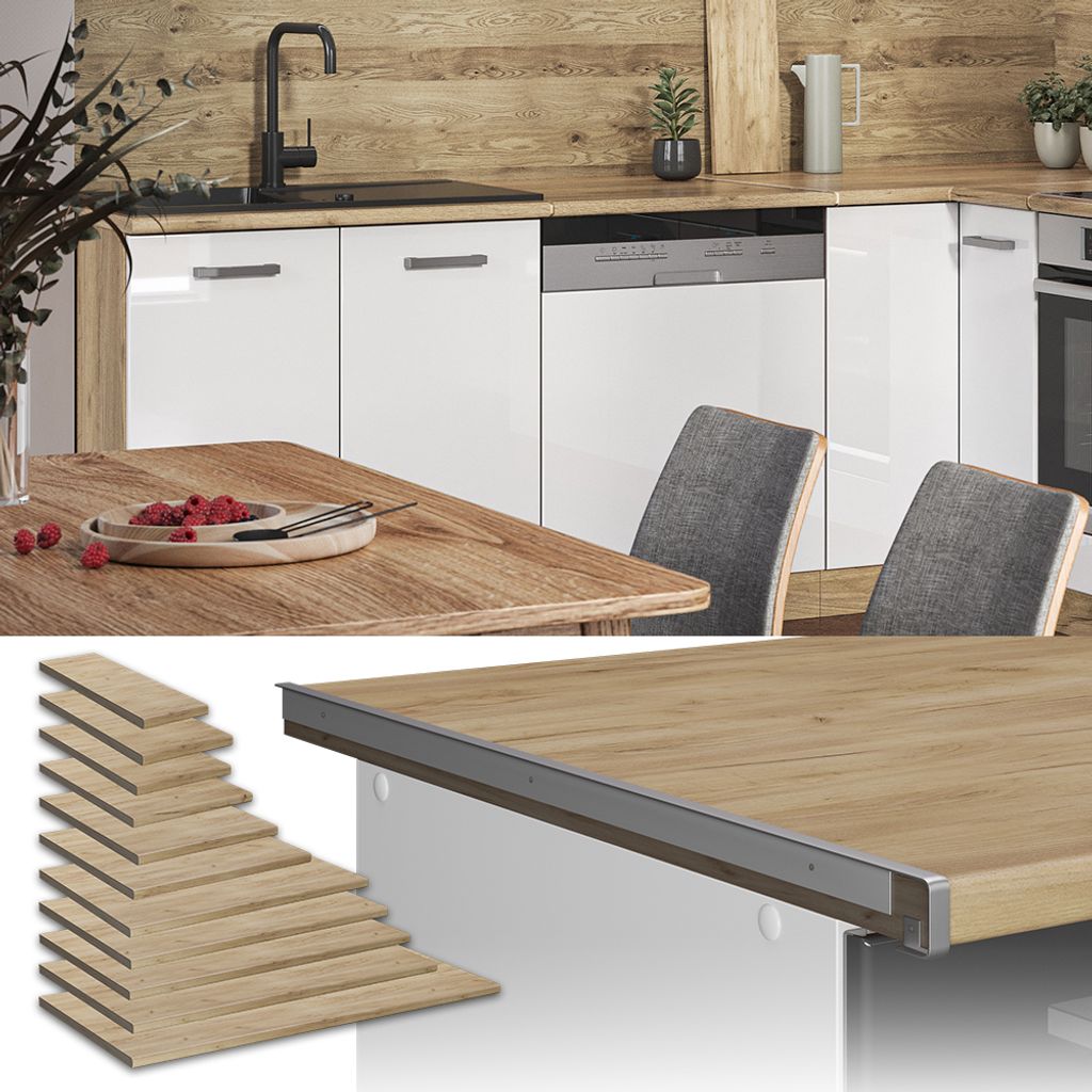 Küchenarbeitsplatte Vicco R-Line Goldkraft Eiche 120 cm, Produktbild 