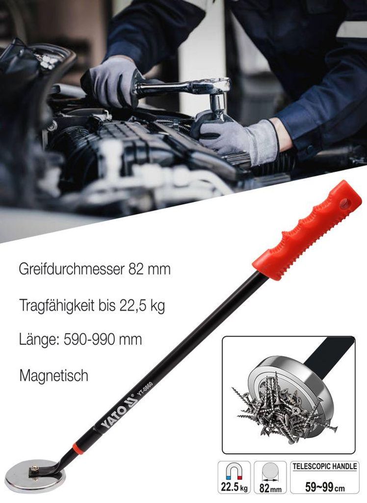 YATO Teleskop Magnetheber Magnetstab Magnet Magnetgreifer 5,5kg 59-99cm YATO Teleskop Magnetheber Magnetstab Magnet Magnetgreifer 5,5kg 59-99cm