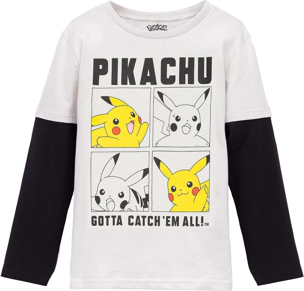 Pokemon - Anliegendes Oberteil für Jungen NS6662 (128) (Grau)