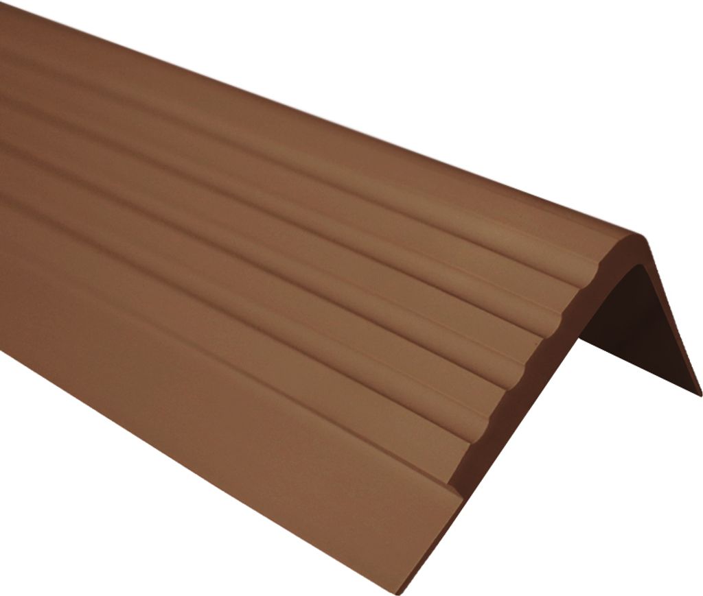 QUEST Treppenkantenprofil 42x40mm, 1.5m, Treppenprofil PVC für Treppenstufen, Treppenkantenschutz mit Rillen, Antirutsch, RF, bronze
