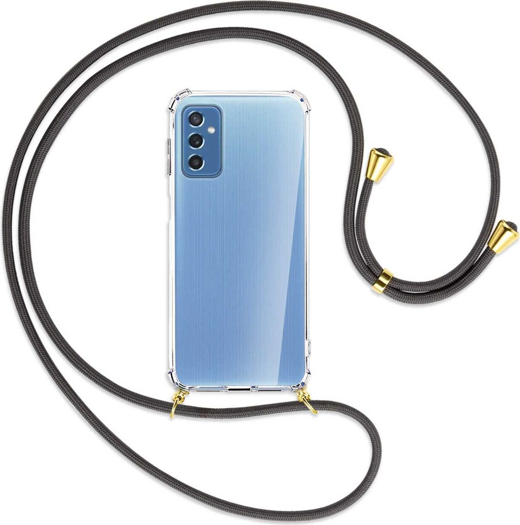 Handykette Backcover-Schutzhülle mit Band (Metall goldfarben) für Samsung Galaxy M52 5G (M526) - dunkelgrau