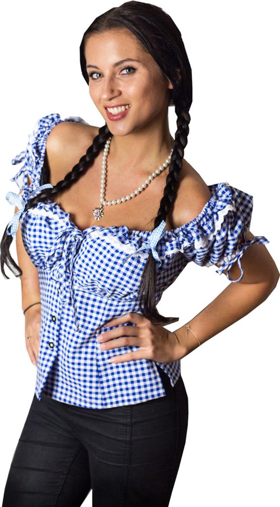 Trachten Bluse Liesl Blau Größe: 40 Produktbild 
