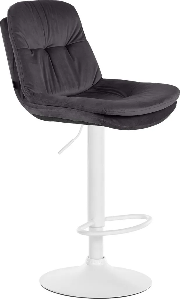 Sgabello Velluto Nero Comfort Extra | Base Metallo Bianco Opaco