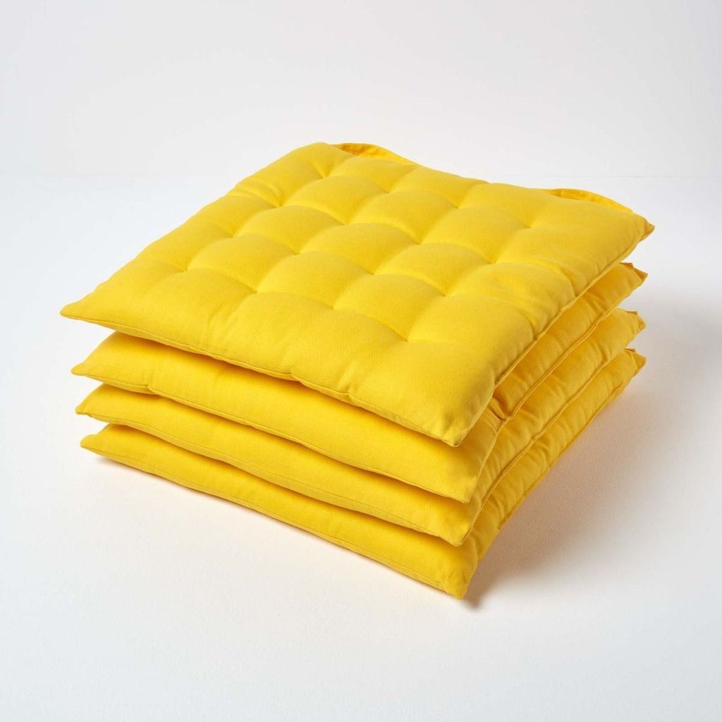 HOMESCAPES Set de 4 coussins de chaise 40x40 cm jaune - Image du produit 