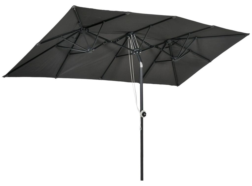 Sonnenschirm, 150 x 295cm Gartenschirm, Doppelsonnenschirm mit verstellbarem Neigungswinkel, Marktschirm für Terrasse, Polyester, Grau