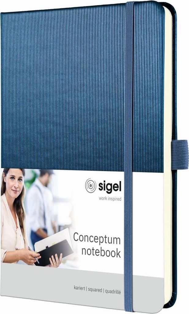Notizbuch Conceptum ca. A5 194 S. Hardcover kariert 80g blue metallic Packung mit 3 Stück