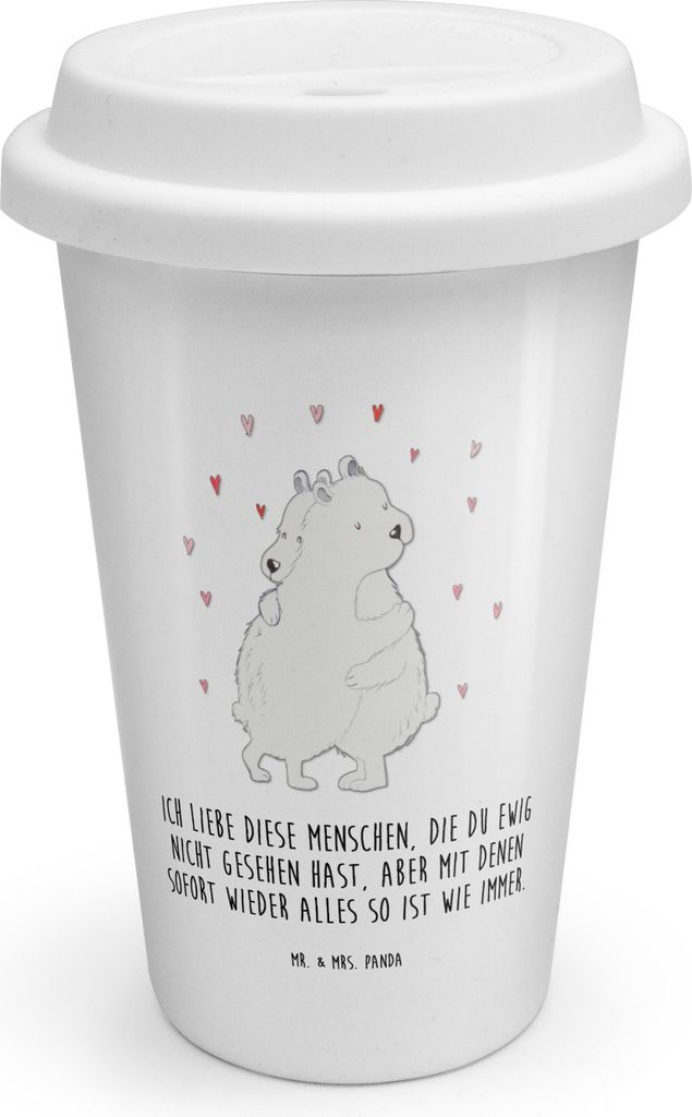 Mr. & Mrs. Panda Thermobecher Eisbär Umarmen - Weiß - Geschenk, Coffee To Go Becher, Lustige Sprüche, Kaffeebecher, Mehrwegbecher, Isolierbecher...