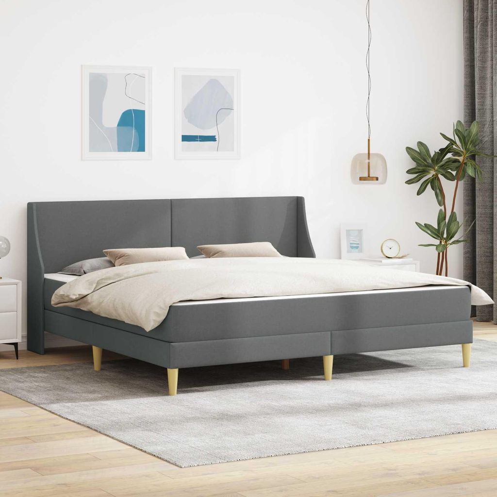 "Neues Produkt" Bettgestell - CLORIS - Bettrahmen - mit Matratze mit Kopfteil 2 pcs Dunkelgrau Stoff - Modern Betten V2458