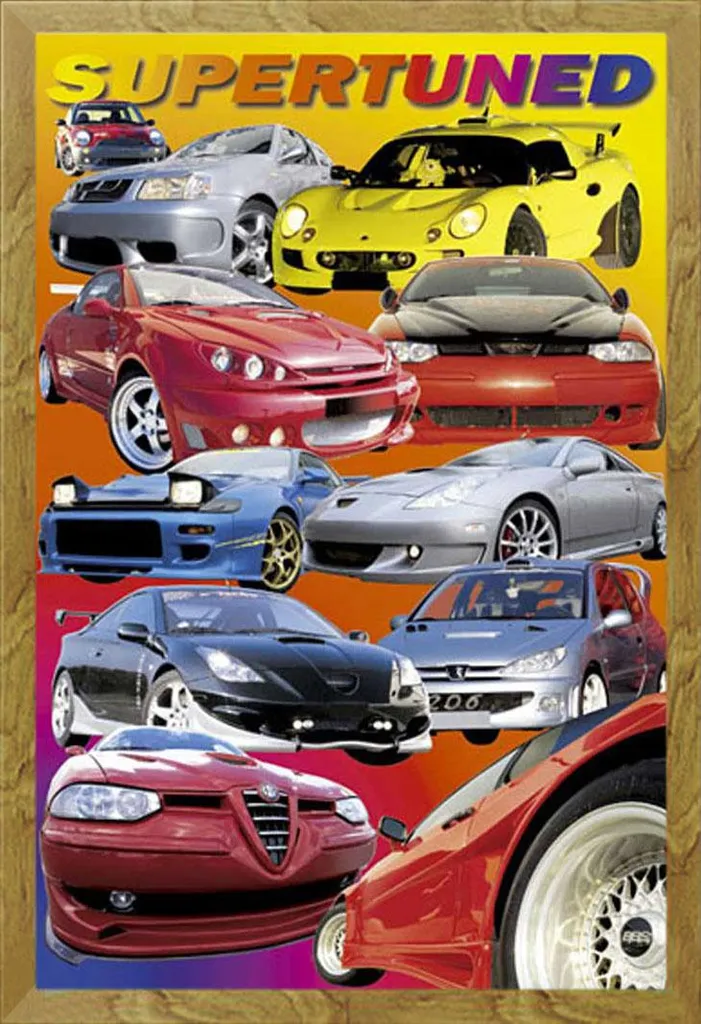 Offerta Poster Cars Supertuned + Cornice Legno Rovere Shinsuke®