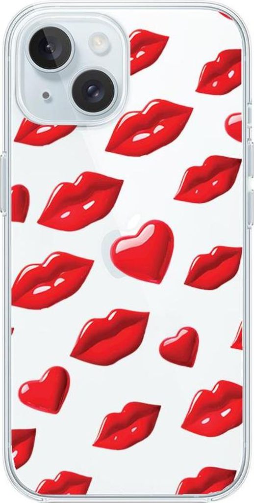 iPhone 15 Plus Silikonhülle Transparent Lippenmotiv