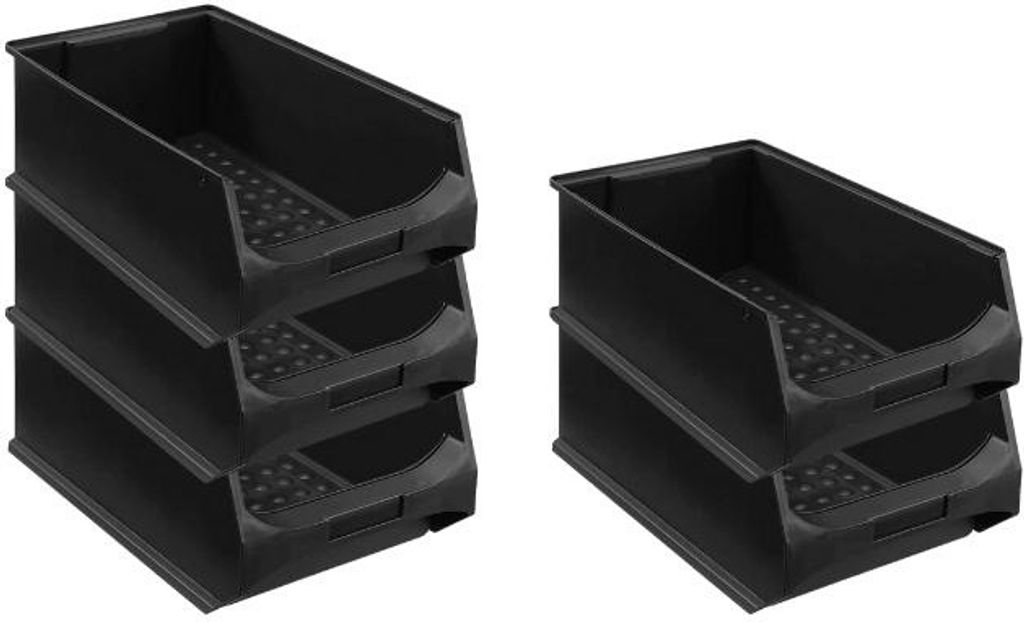 SparSet 5x Leitfähige Sichtlagerbox 5.0 | HxBxT 20x30x50cm | 21,8 Liter | ESD, Sichtlagerbehälter, Sichtlagerkasten, Sichtlagerkastensortiment, S...