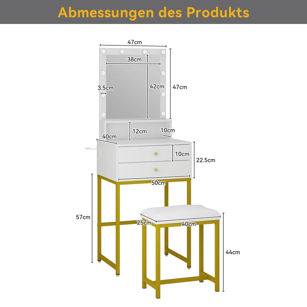 Coiffeuse avec éclairage réglable pour un maquillage parfait, petit format - 5