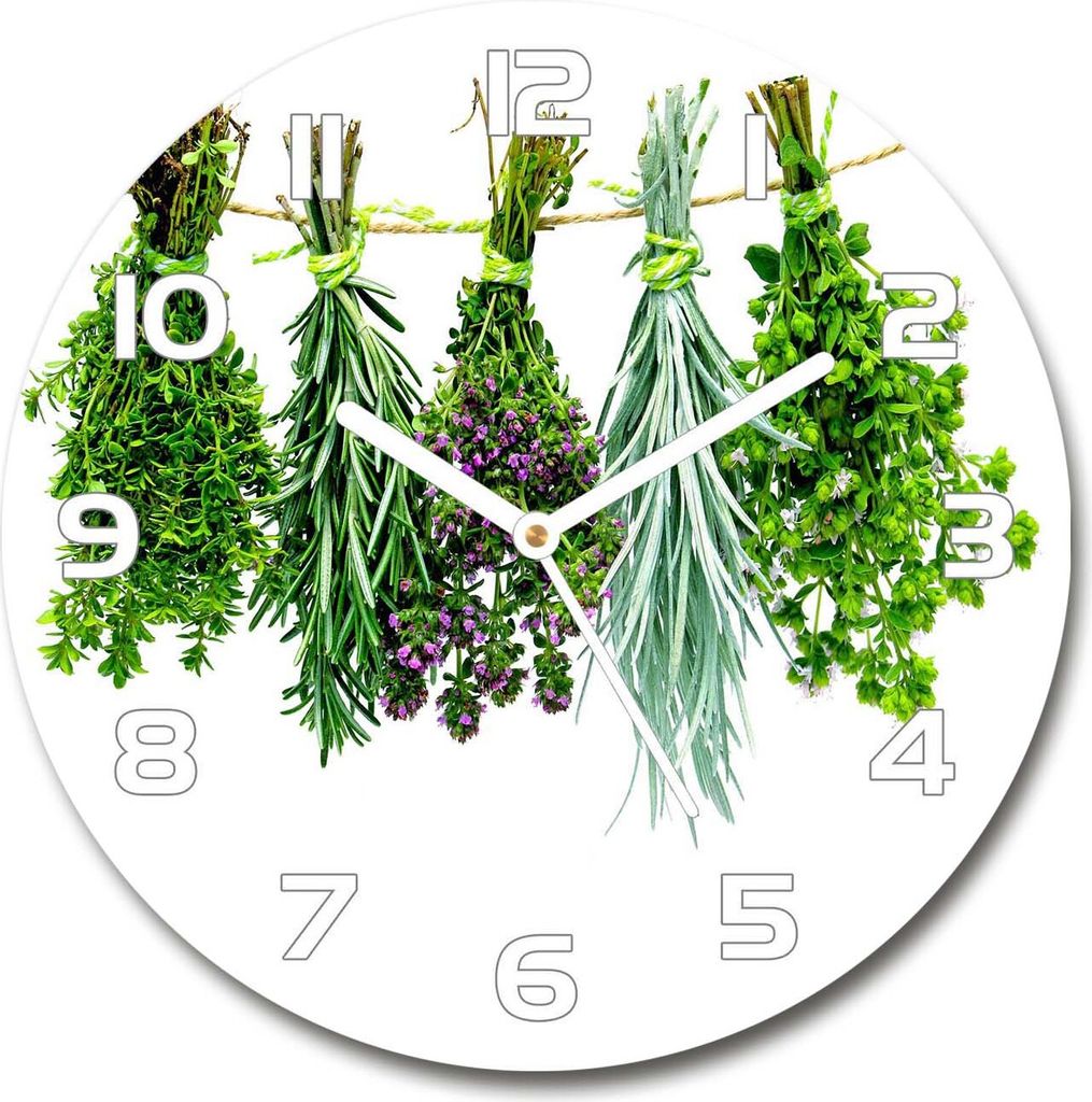 Wanduhr aus Glas 30fi Glasbild Glasuhr Gehärtetes Glas - weisse-zeiger - Herbs on a string