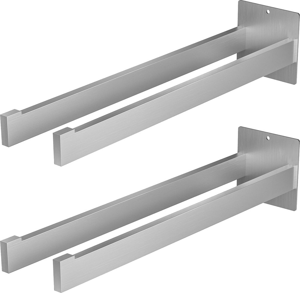 2 pcs Auralum Max Edelstahl Handtuchhalter Handtuchstange, Wandhaken für Bad und Küche, Gebürstet