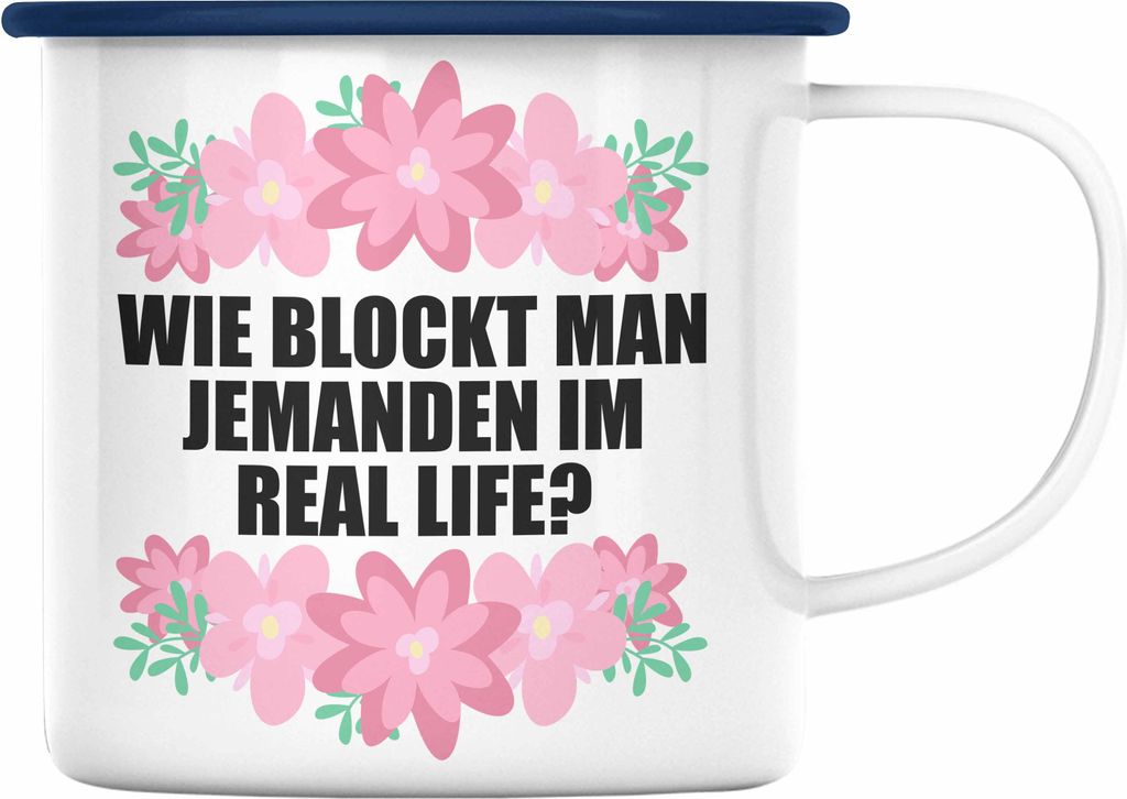 Trendation - Lustige Emaille Tasse mit Spruch - Wie Blockt Man In Real Life - Rosa Witzige Sprüche Emaille Emaille Tasse Geschenk Kaffeeliebhaber ...