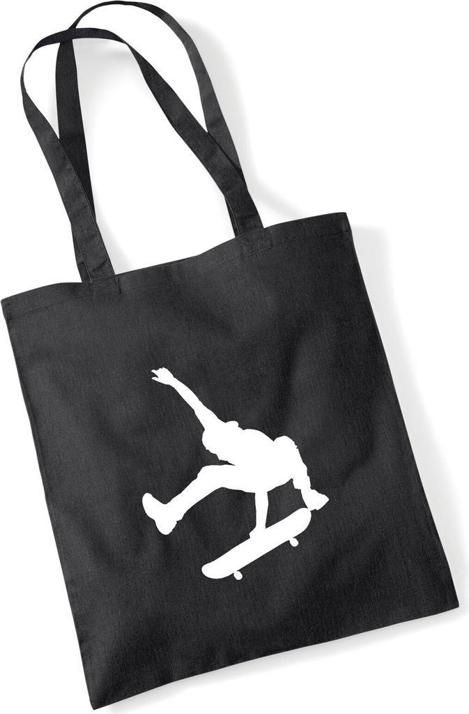 Huuraa Jutebeutel Skateboarden Silhouette 10 Liter Black Baumwolle Tasche Geschenkidee
