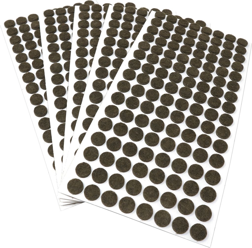 Adsamm | 640 x selbstklebende Filzgleiter / Braun / Ø 12 mm / rund / Möbelgleiter aus Filz mit 3.5 mm Stärke