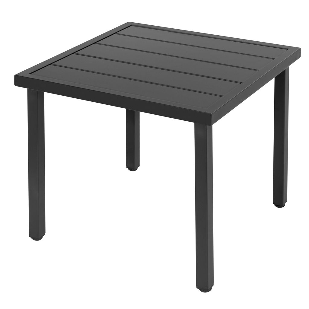 Avestar Beistelltisch 44x44x41 cm, Gartentisch mit Lattenrost und verstellbaren Füßen, pulverbeschichteter Metall, wetterfester Couchtisch, Schwarz