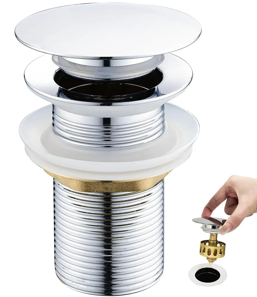 Garniture d'écoulement lavabo sans trop-plein 1 1/4 pouce Chrome Laiton