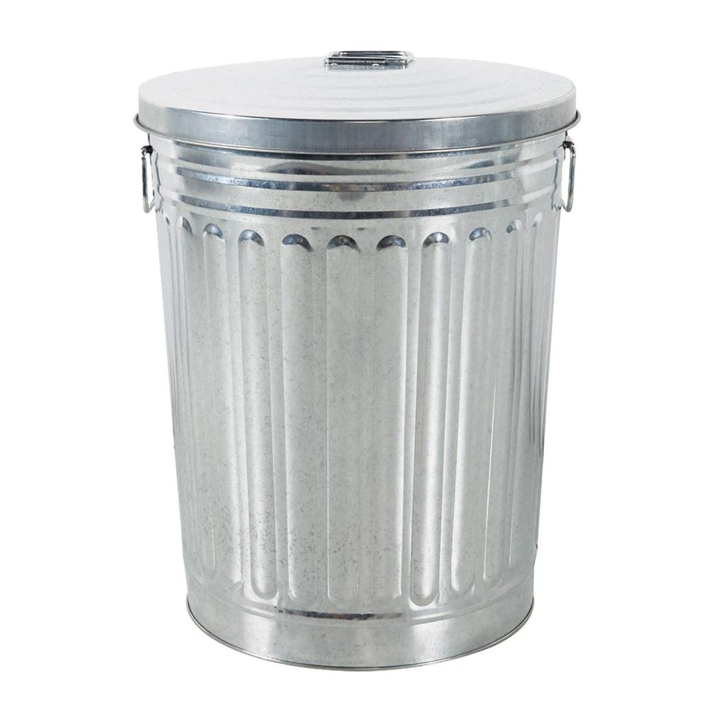 Zink Abfalleimer mit Deckel 58 Liter Silber Outdoor Garten Produktbild 