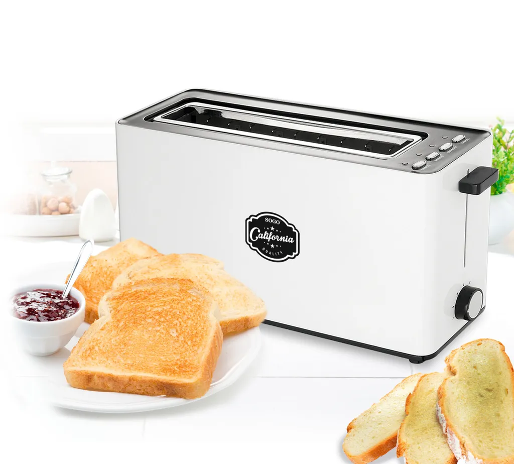 Grille-pain une fente large Sogo 900W Blanc pour baguettes épaisses