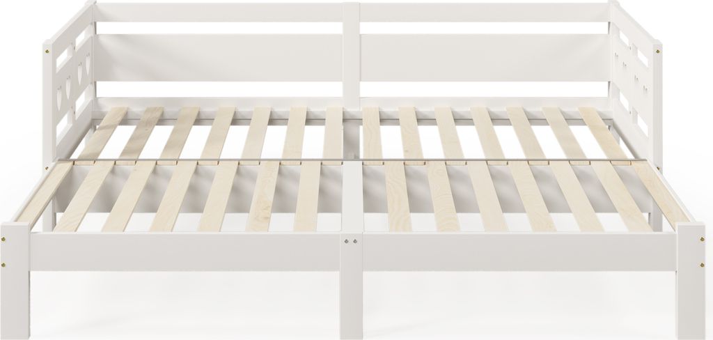 Tagesbett 90/180x200cm(Ohne Matratze)Ausziehbar Bett Weiß Massivholz Klappbett Jugendbett Flachbett Mit 2. Schlafgelegenheit und Rollrost