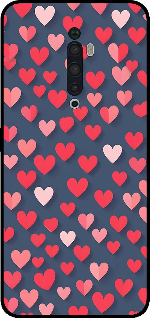 Smartphonica Custodia per Oppo Reno 2Z con impronta di cuori rosa e rossi - Custodia backcover in TPU con design a cuori rosa e rossi