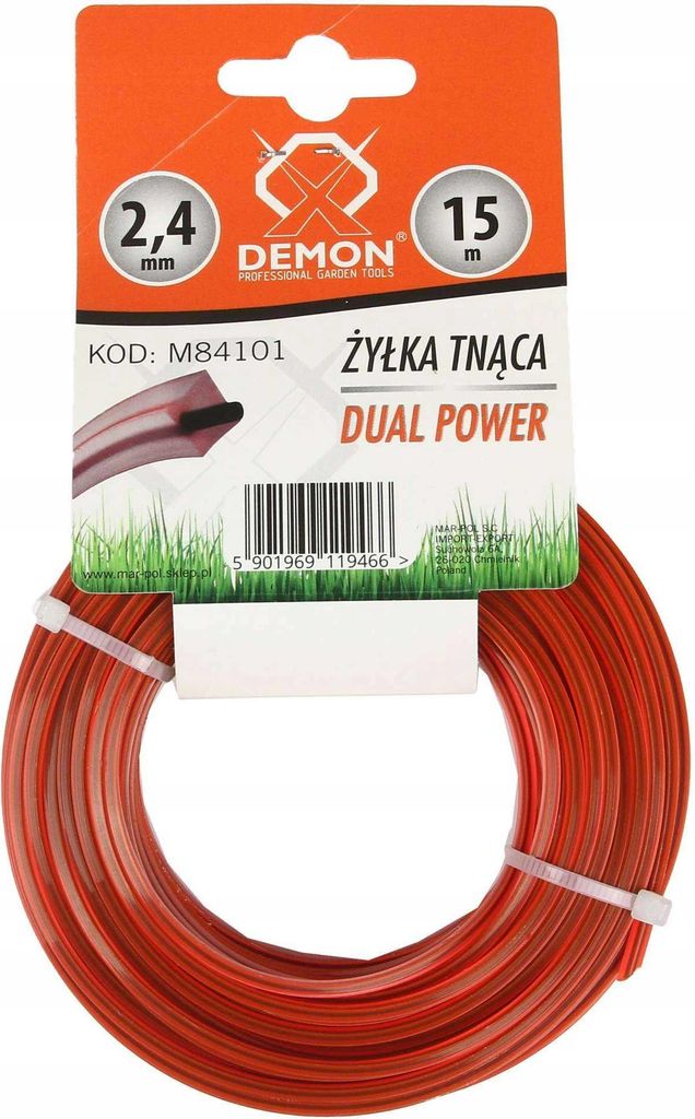 DEMON Vystužená struna, štvorcový profil, 15 m, 2,4 mm Obrázok produktu 
