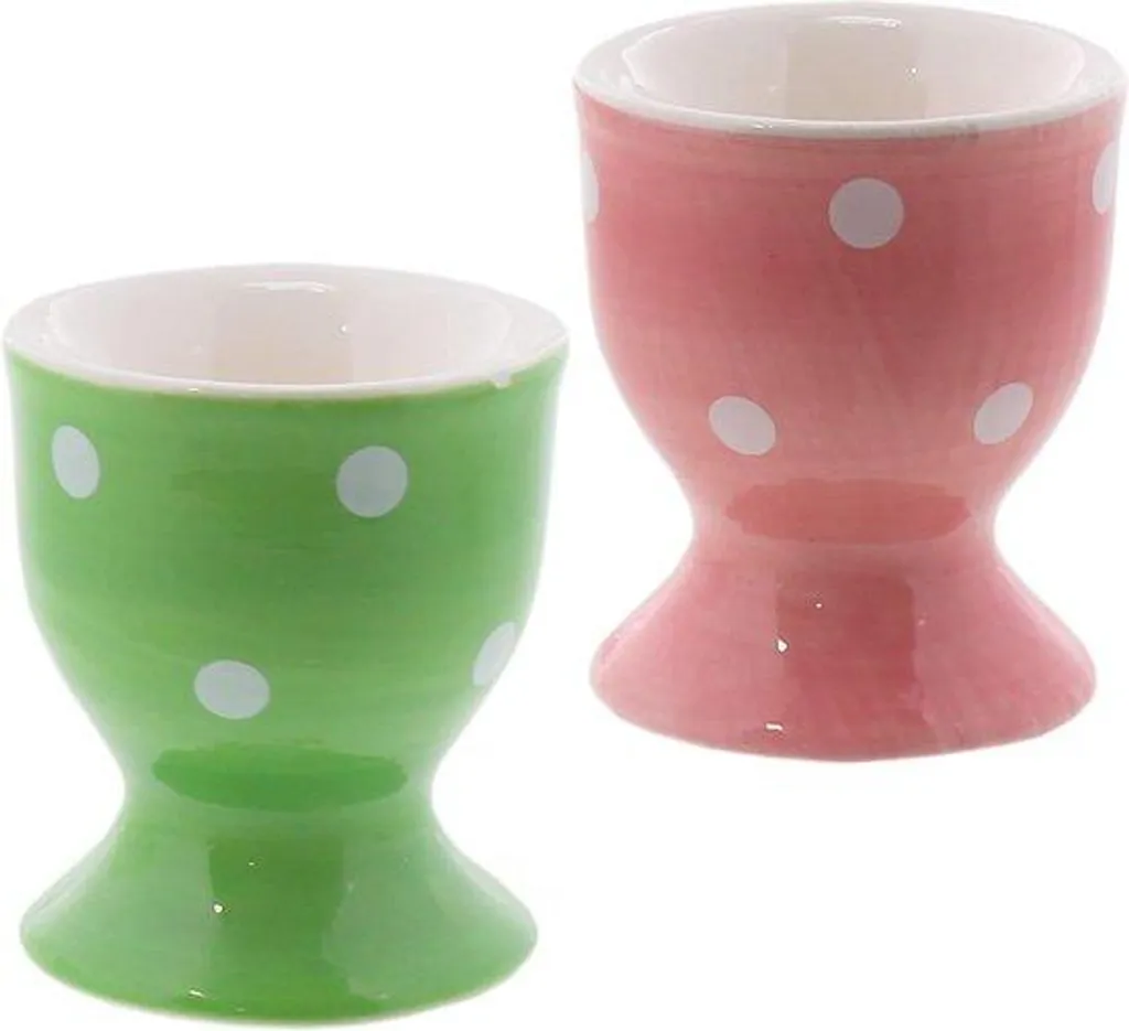 Coquetiers design à pois colorés en lot de 2 pour petit-déjeuner joyeux