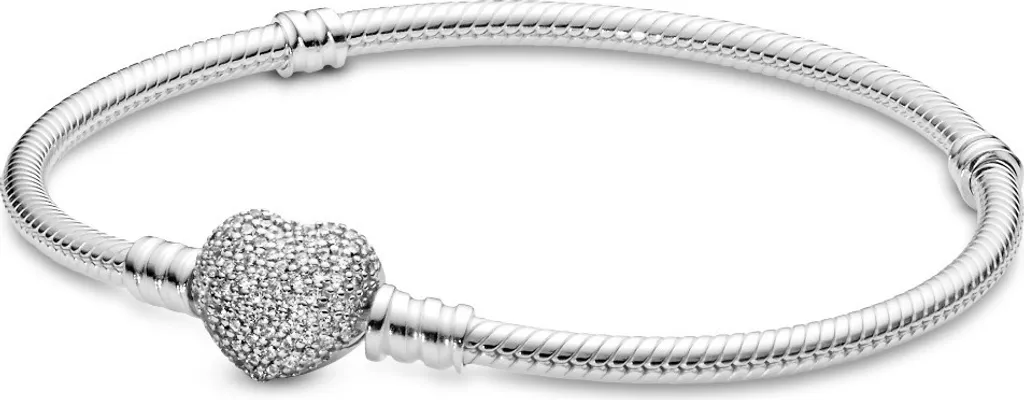 Bracelet Pandora 590727CZ Moments maille serpent avec fermoir cœur 17 cm